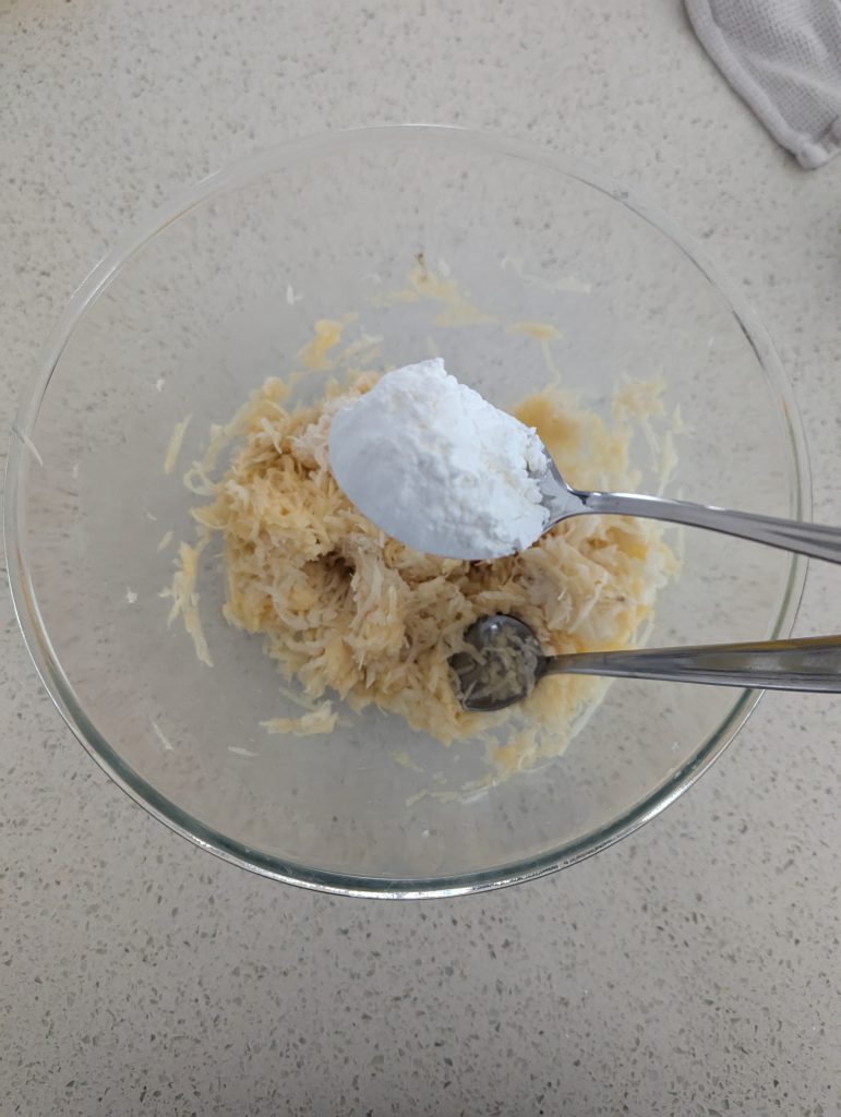 Shredded Potato in Bowl with Cornflour